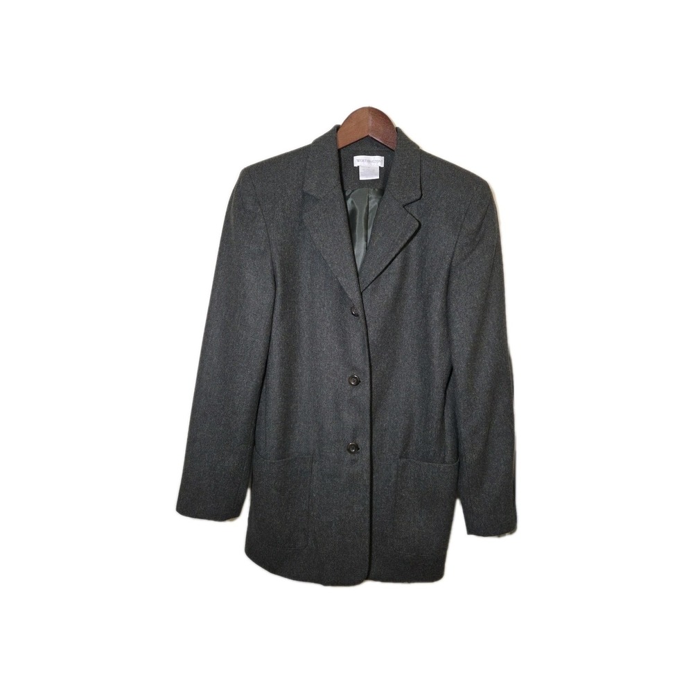 Vtg 80s 90s Equestrian English Country Blazer Wool Green Size 6 Worthington‎